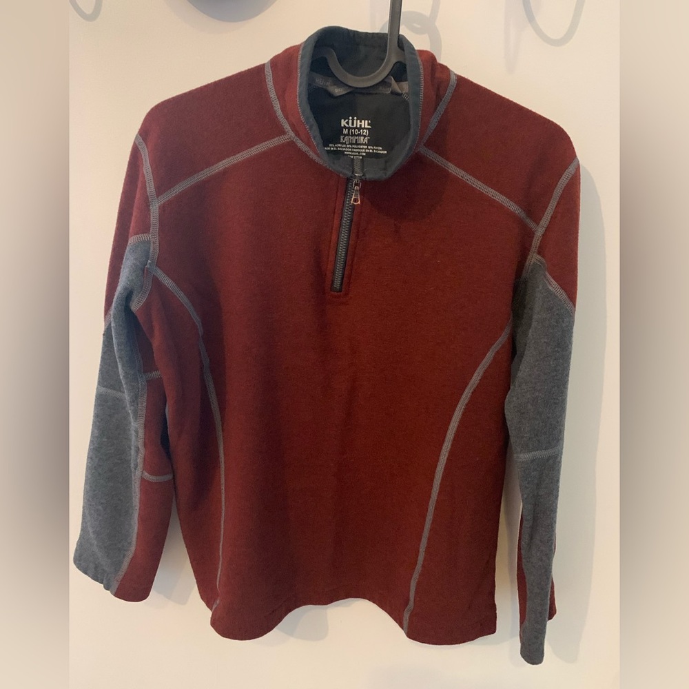 Kuhl Burgundy and Gray Quarter-Zip Pullover